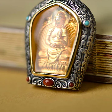 Buddha Stones 925 Sterling Silver Chinese Zodiac Natal Buddha Om