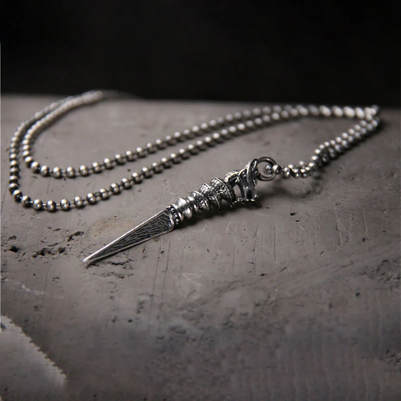 Buddha Stones 925 Sterling Silver Year of the Dragon Design Dorje Vajra Protection Necklace Pendant