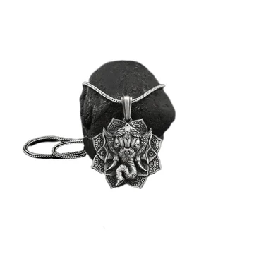 Buddha Stones Pure Tin Ganesh Ganpati Elephant Protection Amulet