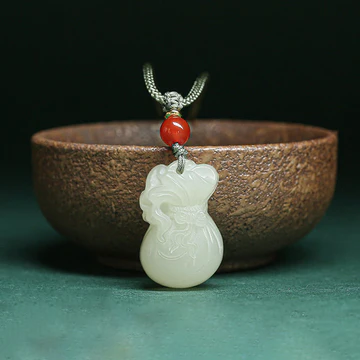 Buddha Stones Natural Hetian Jade Money Bag Wealth Necklace Pend