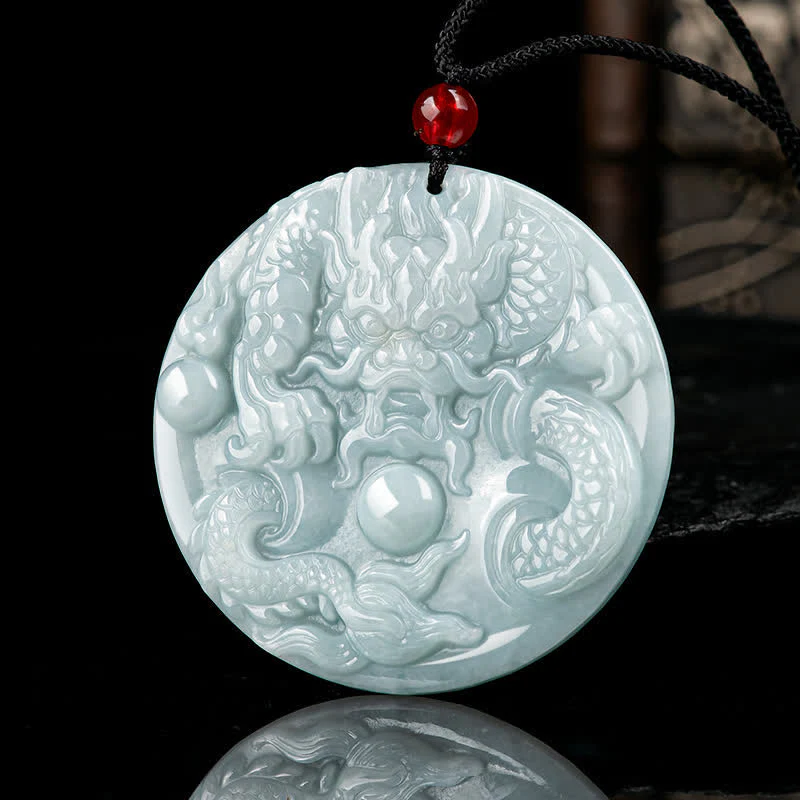 Buddha Stones Chinese Zodiac Dragon Jade Success Amulet String Necklace