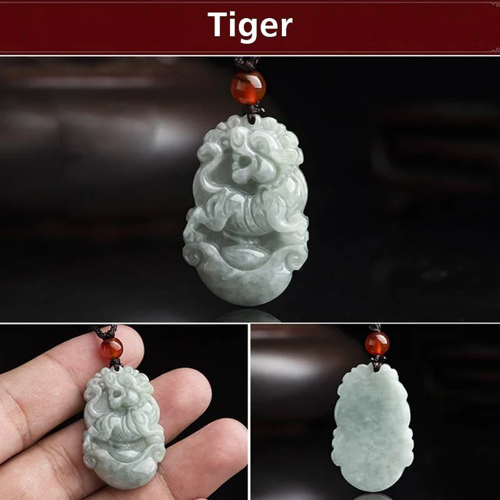 Buddha Stones Natural Jade 12 Chinese Zodiac Sucess Pendant Neck