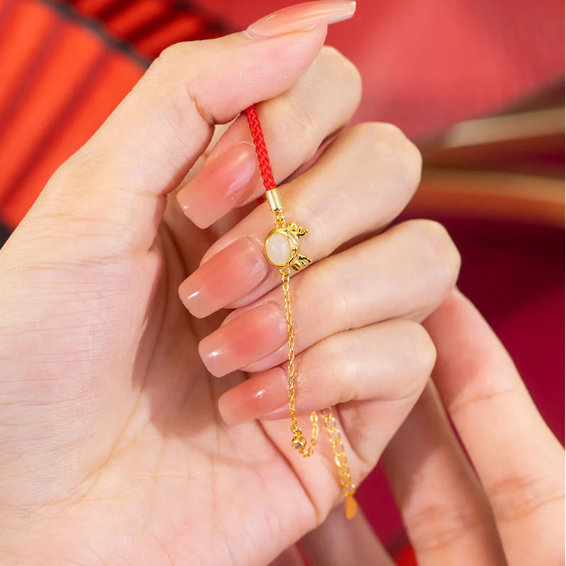 Buddha Stones 925 Sterling Silver Year of the Dragon Hetian White Jade Dragon Luck Protection Bracelet Necklace Pendant Earrings