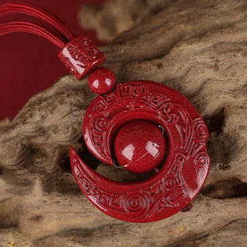 Buddha Stones One's Luck Improves Design Patern Natural Cinnabar