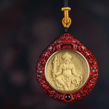 Buddha Stones Chinese Zodiac Avalokitesvara Small Leaf Red Sandalwood Ebony Longevity Necklace Pendant