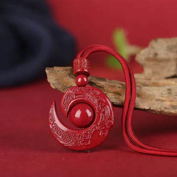 Buddha Stones One's Luck Improves Design Patern Natural Cinnabar