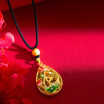 Buddha Stones Koi Fish Lotus Flower Leaf Copper Luck Necklace Pe
