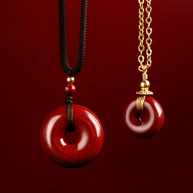 Buddha Stones Cinnabar Peace Buckle Calm Blessing Necklace Penda