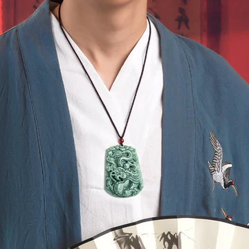 Buddha Stones Chinese Zodiac Dragon Jade Strength Necklace Strin