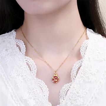 Buddha Stones Vintage Sika Deer Flowers Copper Healing Necklace