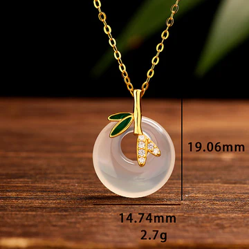 Buddha Stones 925 Sterling Silver Natural Chalcedony Bamboo Leaf