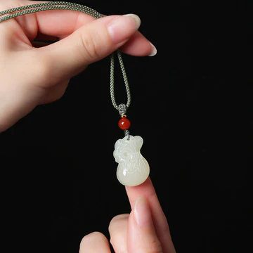 Buddha Stones Natural Hetian Jade Money Bag Wealth Necklace Pend