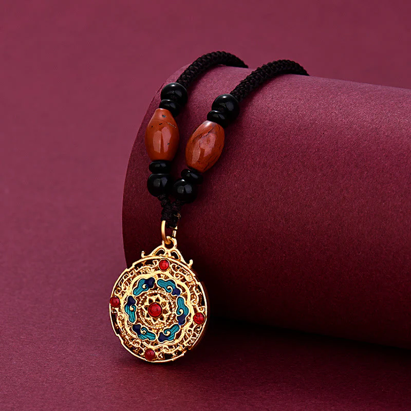 Buddha Stones Auspicious Clouds Copper Agate Wealth Luck Necklace Pendant