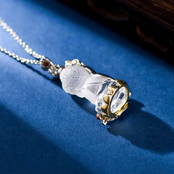 Buddha Stones 925 Sterling Silver White Crystal Buddha Carved Protection Necklace Pendant