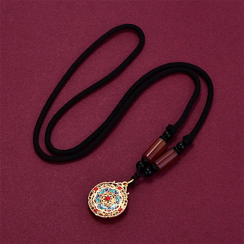 Buddha Stones Auspicious Clouds Copper Agate Wealth Luck Necklace Pendant