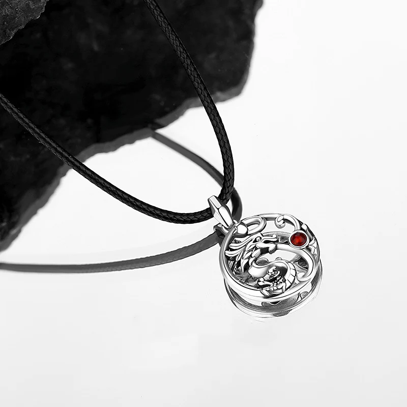 Buddha Stones 925 Sterling Silver Year Of The Dragon Playing Pearl Luck Rope Necklace Pendant