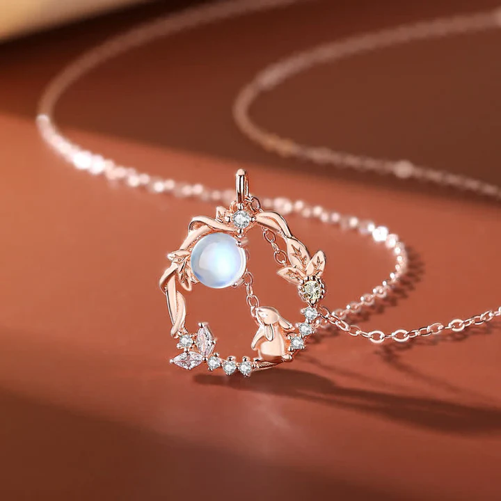 925 Sterling Silver Year of the Rabbit Moonstone Moon Flower Pat